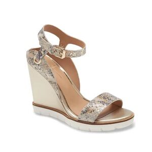 Linea Paolo Ella Wedge Sandal in SAND PLATINO GREY LEATHER